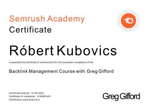 Certifkát:Backlink Management Course with Greg Gifford