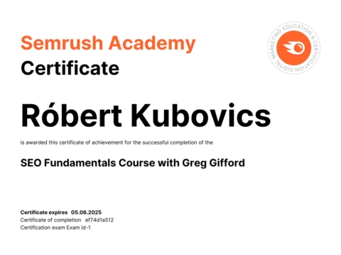 Certifkát: SEO Fundamentals Course