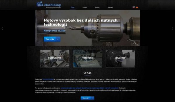 Webstránka pre RM-Machining po odovzdaní