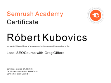 Certifkát: Local SEO Course with Greg Gifford