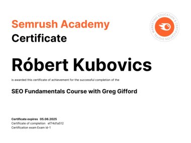 Certifkát: SEO Fundamentals Course